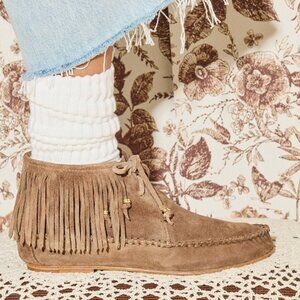 Freda Salvador Camila Fringe Bootie Tan